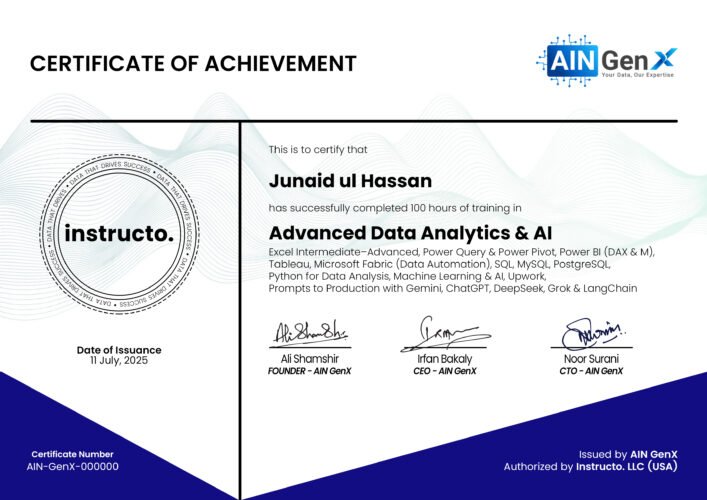 Advanced Data Analytics & AI - AIN GenX